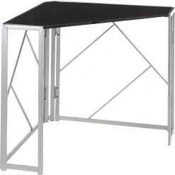 Buy ???? LumiSource Folia Corner Desk In Silvertone Metal And Black Wood ????