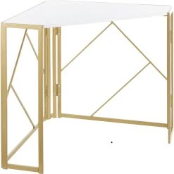 Hot Sale ???? LumiSource Folia Corner Desk In Goldtone Metal And White Wood ????