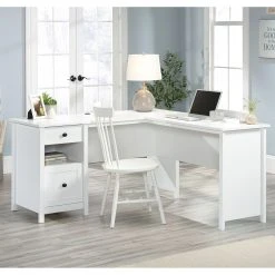 New ???? Sauder Soft White L Shaped Desk With File Drawer ????