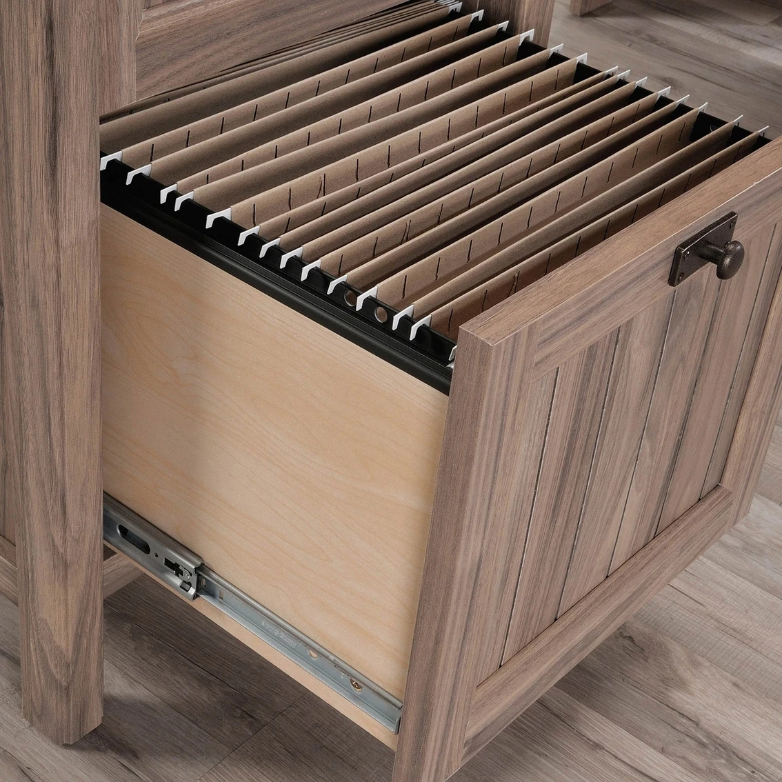 New ❤️ Sauder Costa Washed Walnut L-Shaped Desk With File Drawer ✨ 7 New ❤️ Sauder Costa Washed Walnut L-Shaped Desk With File Drawer ✨ - Image 7