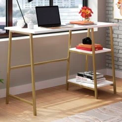 Outlet ???? Sauder North Avenue Modern Desk With Open Shelves In White ⭐