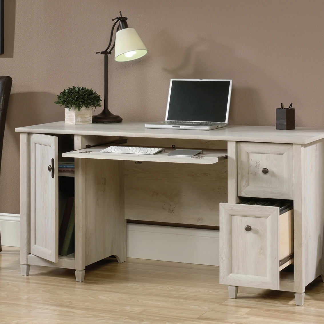 Outlet ???? Sauder Edge Water Computer Desk, Chalked Chestnut ???? 2 Outlet ???? Sauder Edge Water Computer Desk, Chalked Chestnut ???? - Image 2