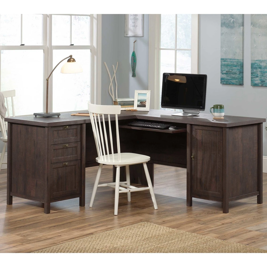 Best deal ❤️ Sauder Costa L Desk, Coffee Oak ✔️ 2 Best deal ❤️ Sauder Costa L Desk, Coffee Oak ✔️ - Image 2